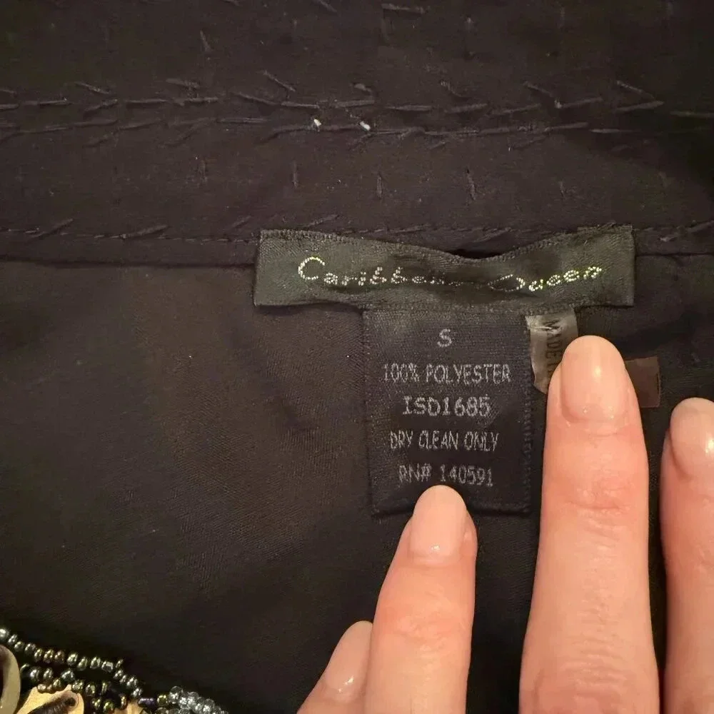 One Sleeve  Beaded Holiday Dress, Carribean Queen, US S - Picture 5 of 5